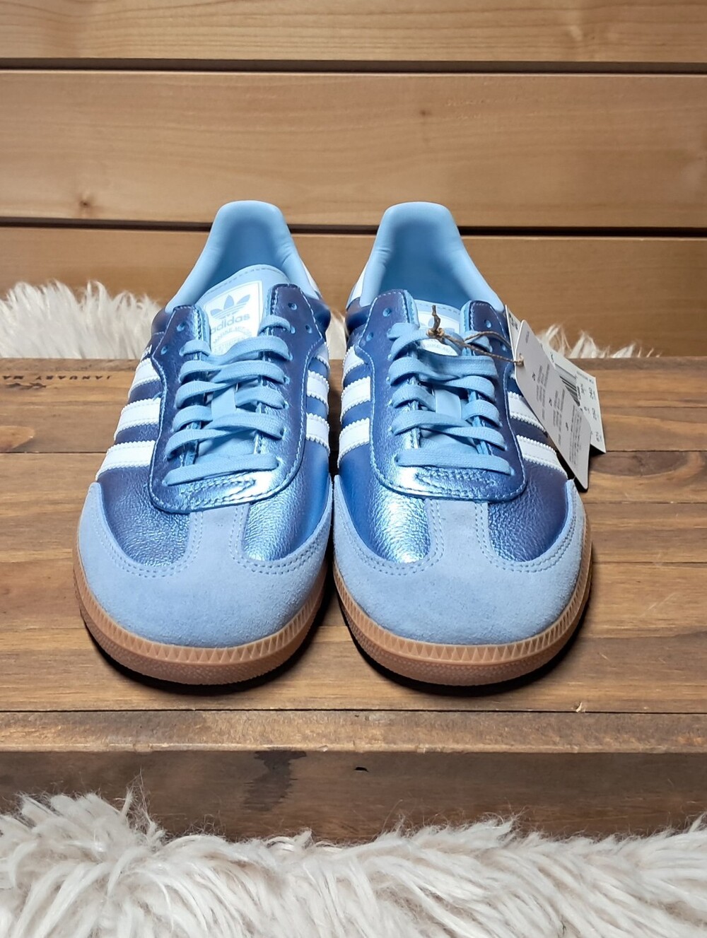Title: Adidas Samba OG Metallic Clear Sky Light Blue White Gum Sneakers - NWT - Picture 5 of 9
